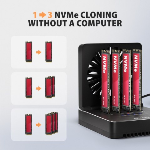 ADSA-M2C44 Stacja dokująca USB4 dla 4x M.2 NVMe SSD z funkcją klonowania dysków bez komputera