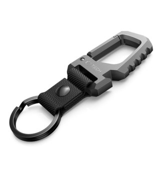 Brelok do kluczy z karabińczykiem otwieraczem do butelek - czarno szary Tech-Protect