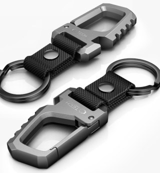 Brelok do kluczy z karabińczykiem otwieraczem do butelek - czarno szary Tech-Protect