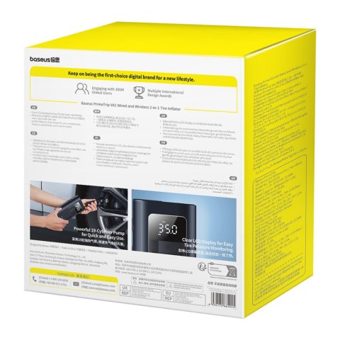 Kompresor do opon 2w1 z latarką i powerbankiem 6000mAh 75W - czarny BASEUS