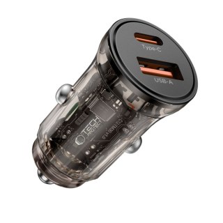 Ładowarka samochodowa USB-A USB-C 45 W - czarna Tech-Protect