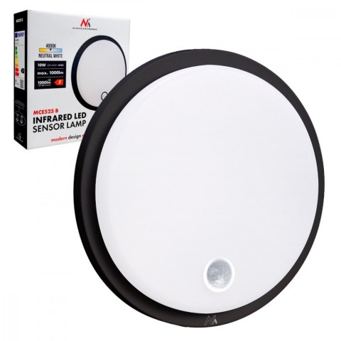 Lampa LED, IP65 , czujnik PIR, MCE525 B 10W, 1000lm, neutral white 4000K
