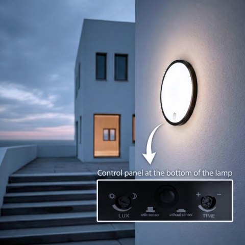 Lampa LED, IP65 , czujnik PIR, MCE525 B 10W, 1000lm, neutral white 4000K