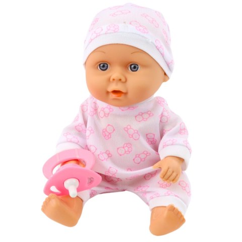 Lalka Bobas W Nosidełku Piżamka Czapeczka Smoczek Różowe LEAN Toys
