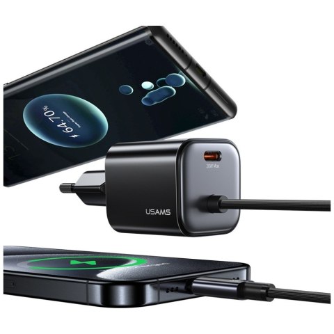 Ładowarka sieciowa JC Series CC261 20W GaN Fast Charger wbudowanykabel USB-C biały