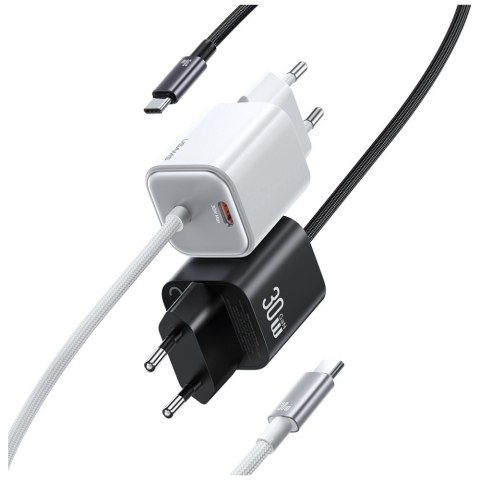 Ładowarka sieciowa JC Series CC264 30W GaN Fast Charge wbudowany kabel USB-C biała