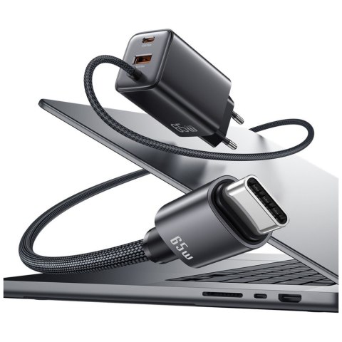 Ładowarka sieciowa JC Series CC266 65W GaN Fast Charger wbudowanykabel USB-C biała