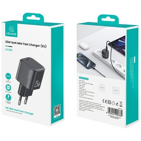 Ładowarka sieciowa JC Series CC289 25W GaN Fast Charger USB-C czarna