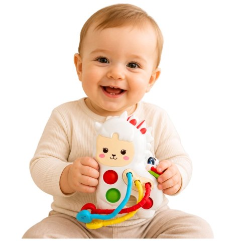 Zabawka Sensoryczna Dla Malucha Lama Ze Sznurkami Pop-It Koraliki LEAN Toys