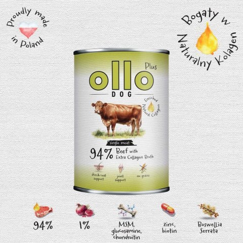 Ollo Plus Kolagen Wołowina 400g puszka dla psa
