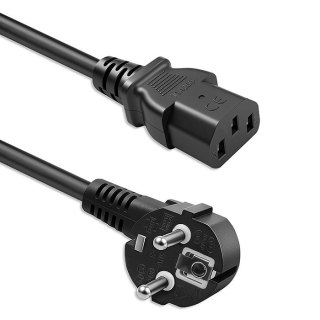 Kabel zasilający | wtyczka kątowa SCHUKO CEE 7/7 (E/F) | IEC C13 | 3x1.0mm2 | Czysta miedź CU | 2m