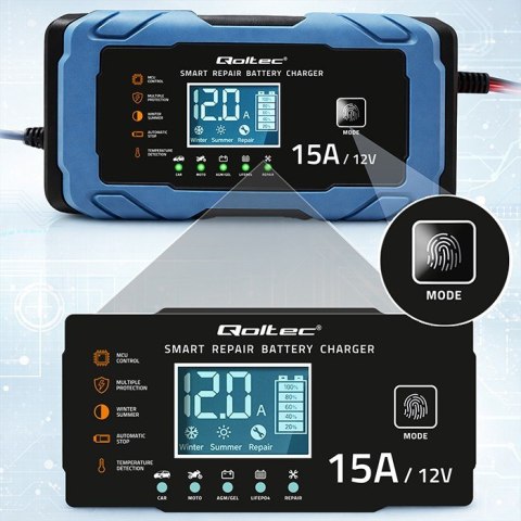 Ładowarka 12V 15A | Prostownik z funkcją naprawy | AGM GEL LiFePO4 | 9-stopniowe ładowanie