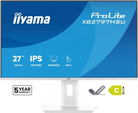 Monitor 27 cali XB2797HSU-W1 IPS, FHD, HDMI, DP, 120Hz, 2xUSBv3.2, 2xUSB-C, 350 CD, x2W, HAS 150/PIVOT, Biały