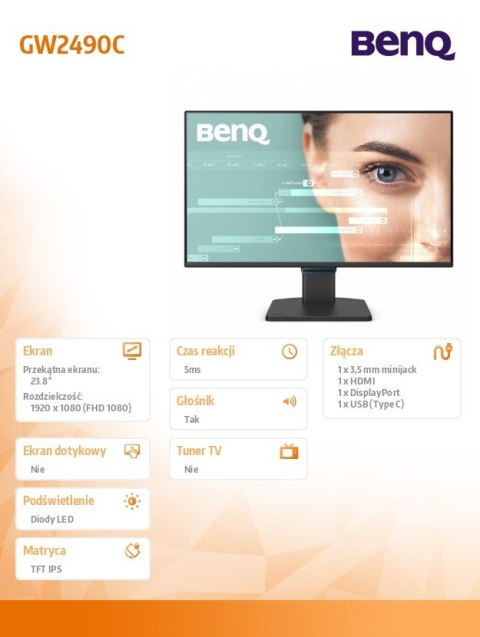 Monitor 23.8 cala GW2490C LED 5ms/IPS/HDMI/USB/144Hz