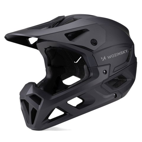 Kask rowerowy pełny z odpinanym daszkiem 57-62 cm - czarny WOZINSKY