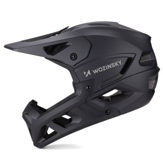 Kask rowerowy pełny z odpinanym daszkiem 57-62 cm - czarny WOZINSKY