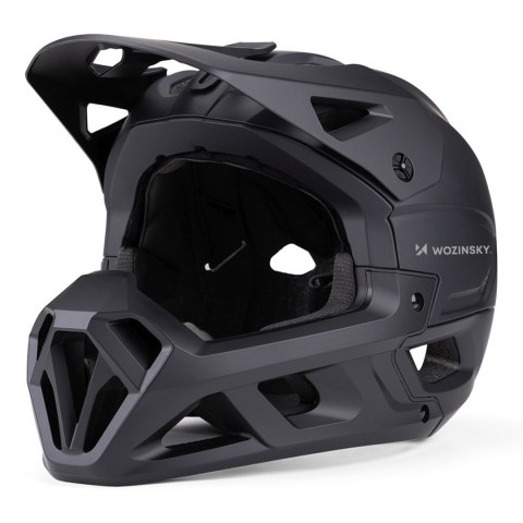 Kask rowerowy pełny z odpinanym daszkiem 57-62 cm - czarny WOZINSKY