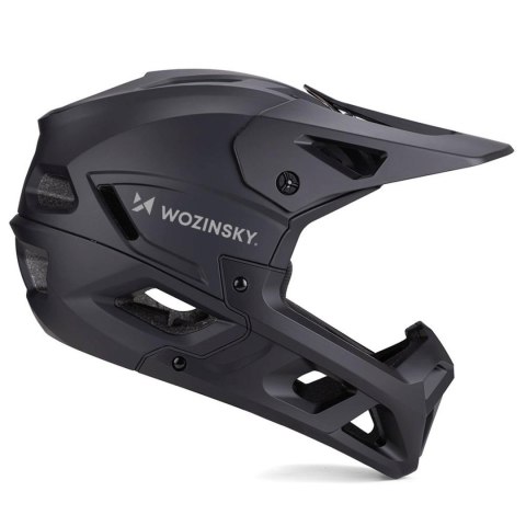 Kask rowerowy pełny z odpinanym daszkiem 57-62 cm - czarny WOZINSKY