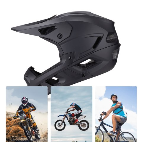 Kask rowerowy pełny z odpinanym daszkiem 57-62 cm - czarny WOZINSKY