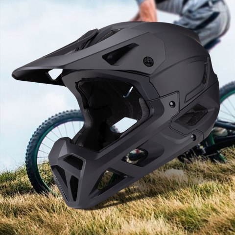 Kask rowerowy pełny z odpinanym daszkiem 57-62 cm - czarny WOZINSKY