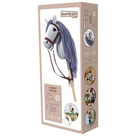 Koń na kiju Hobby Horse HOPPIHORSE A3 szary, maść siwa