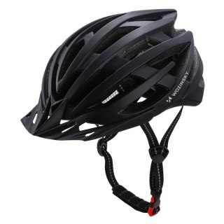 Kask rowerowy MTB z odpinanym daszkiem tylną lampką USB 57-62 cm - czarny WOZINSKY