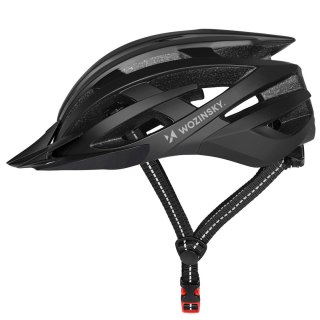 Kask rowerowy MTB z odpinanym daszkiem tylną lampką USB 57-62 cm - czarny WOZINSKY