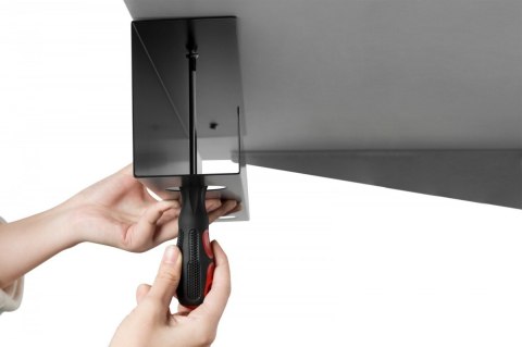 Kanał stalowy do organizacji kabli / listew zasilających pod biurkiem, montaż śruby, 60 cm, czarny Digitus