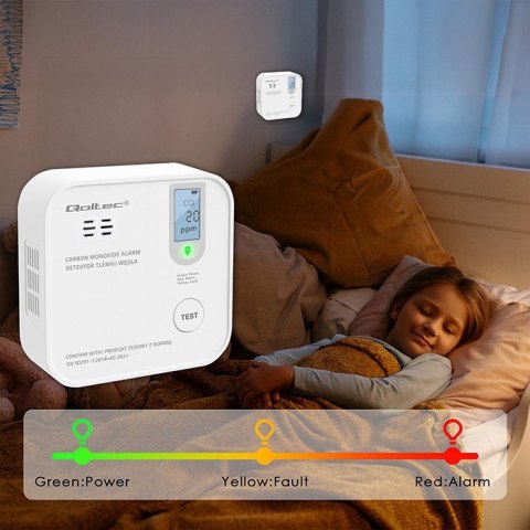 Czujnik tlenku węgla z baterią | alarm 85dB | LED