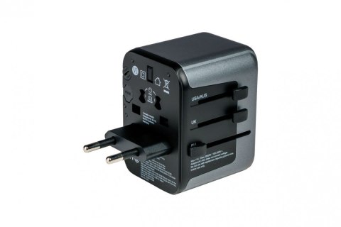 Adapter podróżny UTA-03 49545 180 krajów, ładowarka PD 30W, QC 3.0 3x USB-C , 2x USB-A Verbatim