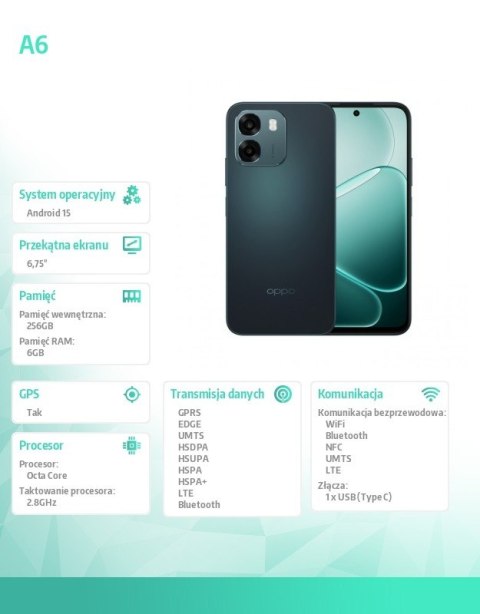 Smartfon A6 4G 6/256GB CPH2817 ciemnozielony