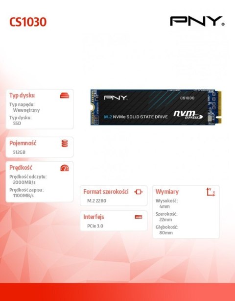 Dysk SSD 512GB M.2 2280 PCIe M280CS1030-512-BLK BULK