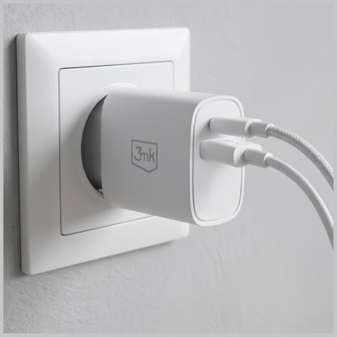 Ładowarka sieciowa 25W USB-A USB-C PD QC4+ FlowPower biała