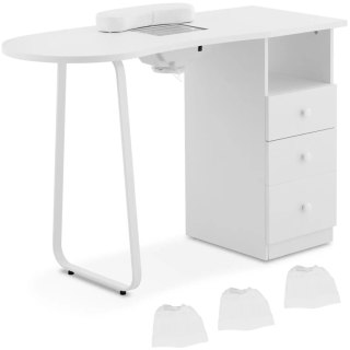 Biurko kosmetyczne do manicure z pochłaniaczem pyłu 120 x 45 cm - białe Physa