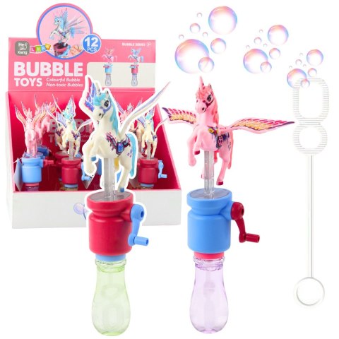 Bańki Mydlane Jednorożec Ruchome Skrzydła Na Korbkę 23cm Mix LEAN TOYS