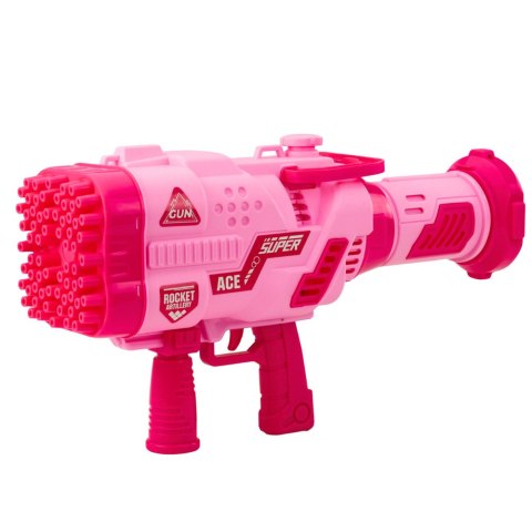 Duży Pistolet Elektryczny Na Bańki Mydlane 64 Otwory Różowy LEAN Toys
