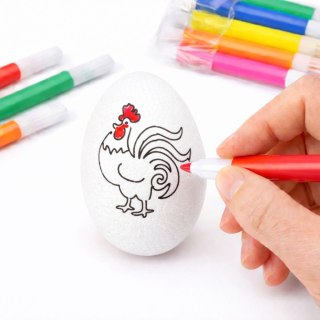 Jajka Wielkanocne Styropianowe Do Malowania Pisaki Flamastry Koguty 6szt LEAN TOYS