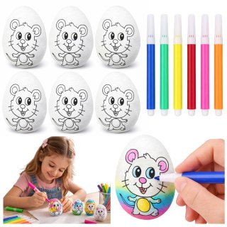 Jajka Wielkanocne Styropianowe Do Malowania Pisaki Flamastry Myszka 6szt LEAN TOYS