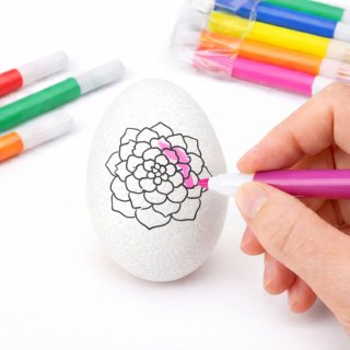 Jajka Wielkanocne Styropianowe Do Malowania Pisaki Wzór Kwiat B 6szt LEAN TOYS