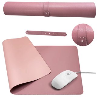 Podkładka pod Klawiaturę Mysz Na biurko Dwustronna Ekoskóra Róż 80x40 cm LEAN