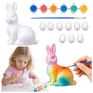 Zestaw Wielkanocny Jajka Styropianowe 9szt Figurka Zająca Farbki LEAN TOYS
