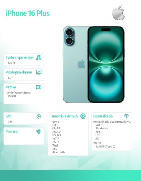IPhone 16 Plus 256GB - Berylowa zieleń