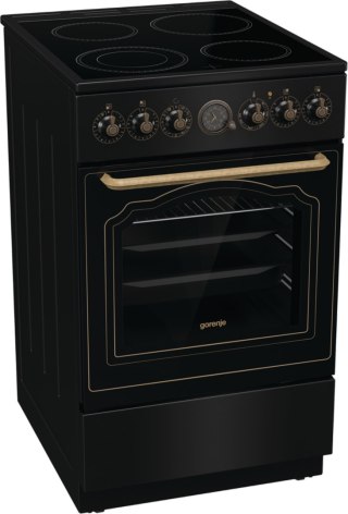 Kuchnia elektryczna GORENJE GECS5B70CLB Retro 50 cm | AirFry | funkcja Pizza | FrozenBake | czarny