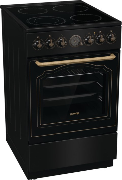 Kuchnia elektryczna GORENJE GECS5B70CLB Retro 50 cm | AirFry | funkcja Pizza | FrozenBake | czarny