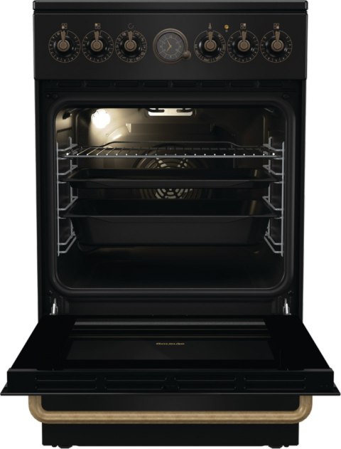 Kuchnia elektryczna GORENJE GECS5B70CLB Retro 50 cm | AirFry | funkcja Pizza | FrozenBake | czarny