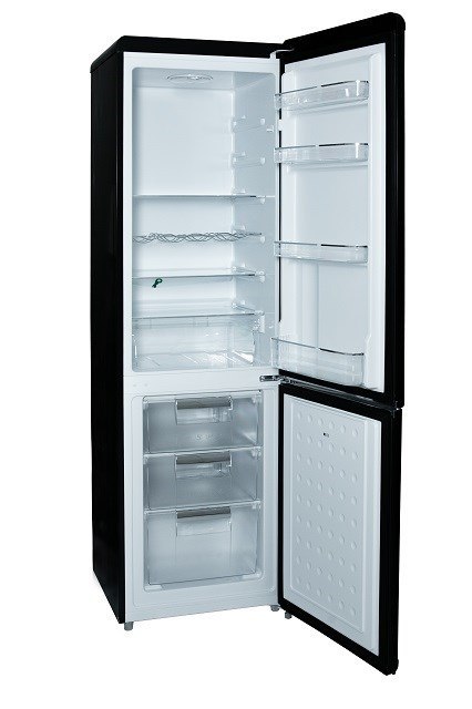 Lodówka Retro Ravanson LKK-250RB 250l | oświetlenie LED | styl vintage | 545 x 585 x 182 mm | czarny