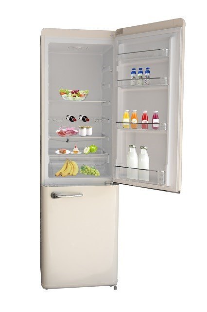 Lodowka Retro Ravanson LKK-250RC 250l | oświetlenie LED | styl vintage | 545 x 585 x 1842 mm | kremowy