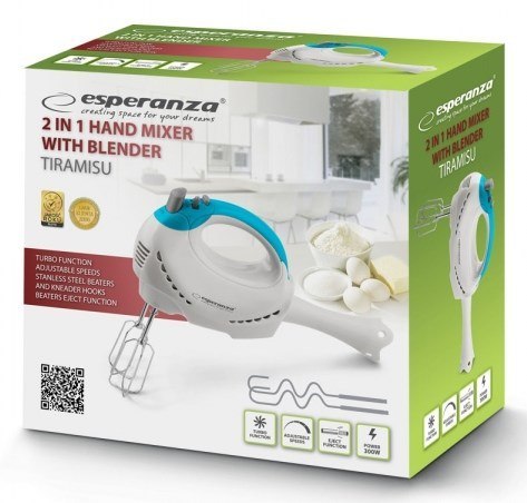 Blender, Mikser ręczny Esperanza TIRAMISU EKM010 (300W; kolor biały)