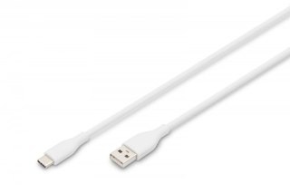 Kabel połączeniowy silikonowy USB-A - USB-C, USB 2.0 60W, 0,5m Biały Digitus