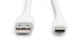 Kabel połączeniowy silikonowy USB-A - USB-C, USB 2.0 60W, 0,5m Biały Digitus